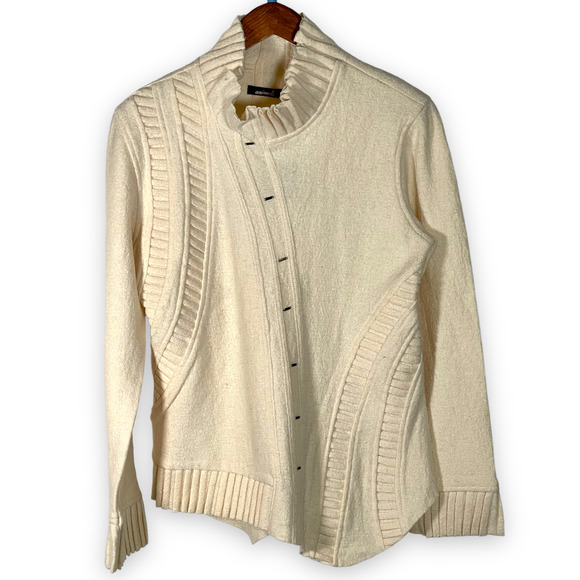 NEW NWT Animale Cream Off White Viscose Wool Blend Sweater Asymmetrical Sz 12 14 - Picture 13 of 13